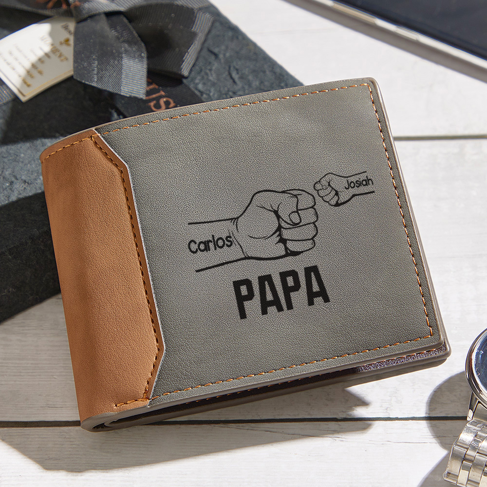 To my Dad - Fists Wallet 3 Personalized First Names with Classic Photo