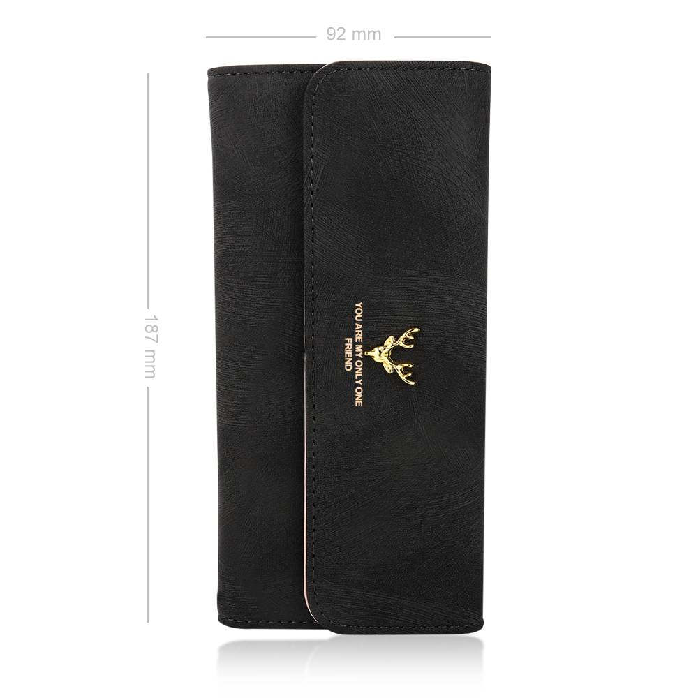 Women's Trifold Photo Wallet - Black Leather