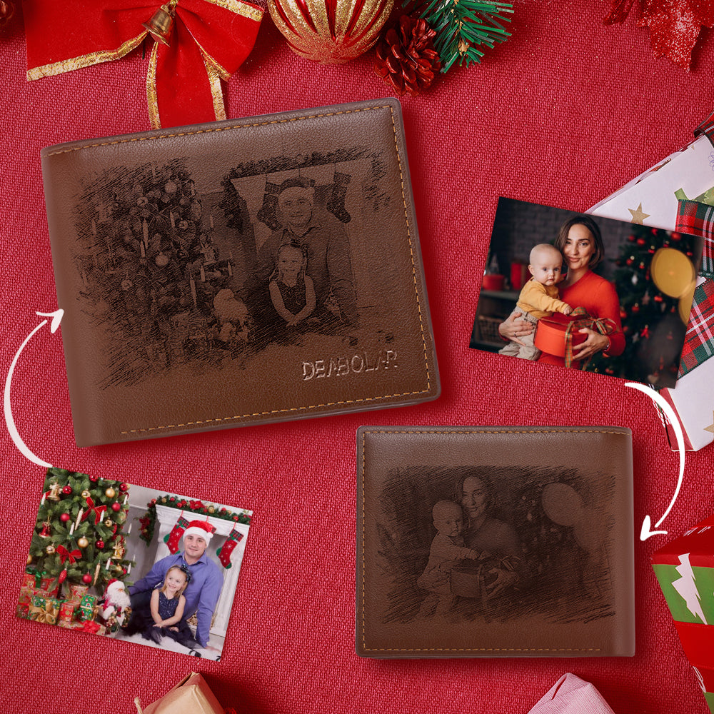 Custom Double-Sided Photo Wallet with Two Pictures Father's Gift