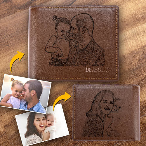 Custom Double-Sided Photo Wallet with Two Pictures Father's Gift