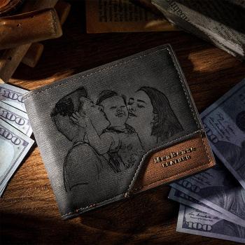 Custom Photo Wallet Bronzing Simplicity Men's Gifts - NameNecklace