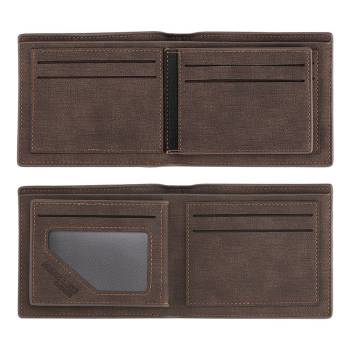 Engraved Short Style Photo Wallet - Dark Brown Leather