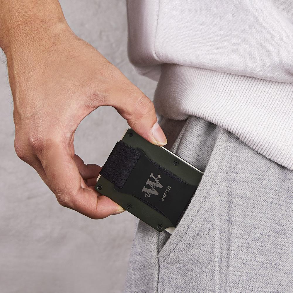 Custom Engraved Wallet Ultra Thin Metal RFID Blocking Card Holder Gifts - NameNecklace