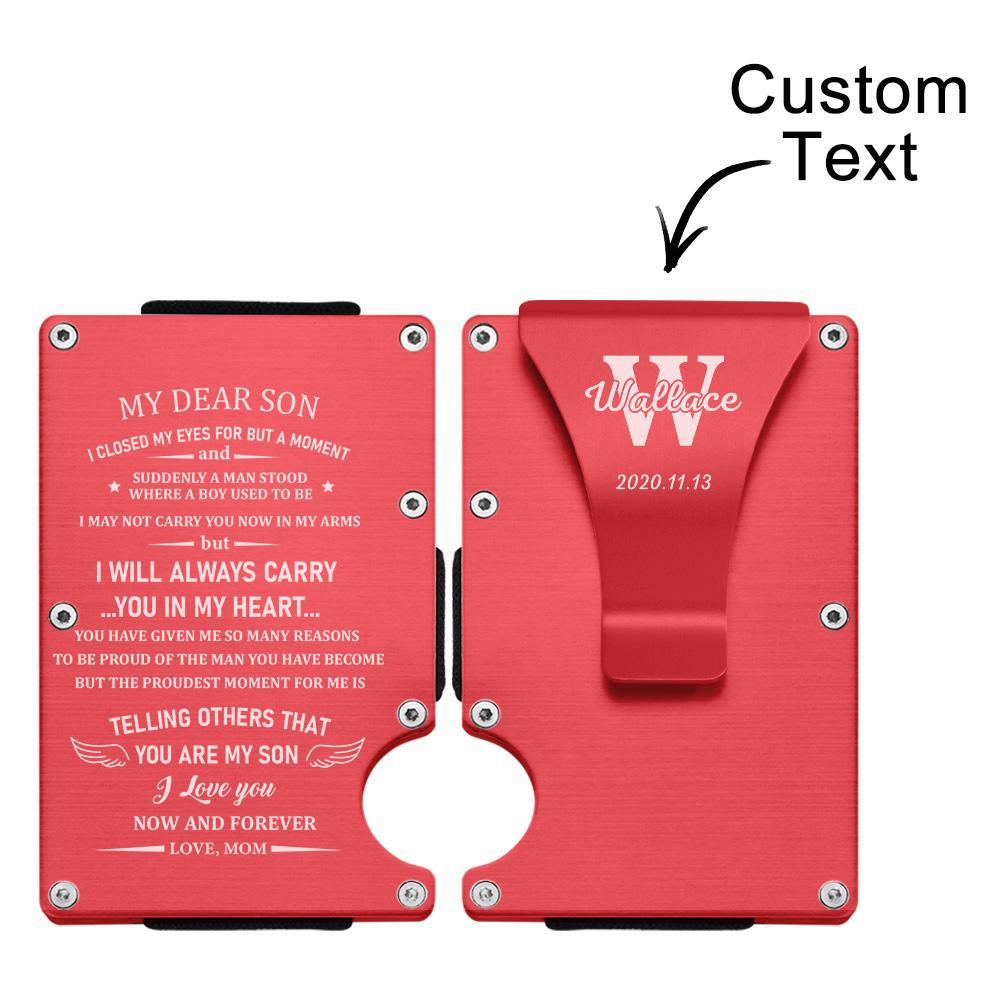 Custom Engraved Wallet Ultra Thin Minimalist Card Holder Gifts - NameNecklace