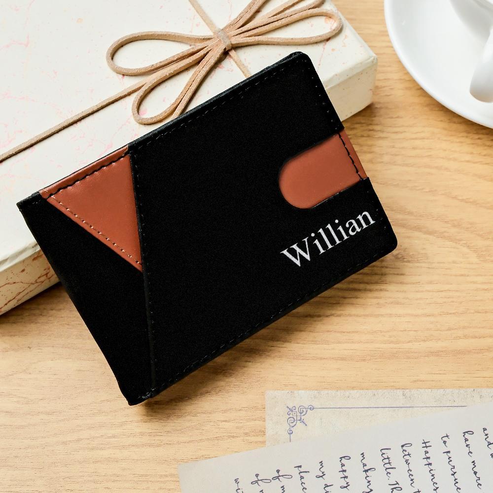 Custom Engraved Wallet Simple Leather Money Clip Men's Gifts - NameNecklace