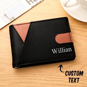 Custom Engraved Wallet Simple Leather Money Clip Men's Gifts - NameNecklace