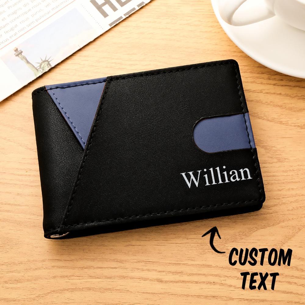 Custom Engraved Wallet Simple Leather Money Clip Men's Gifts - NameNecklace