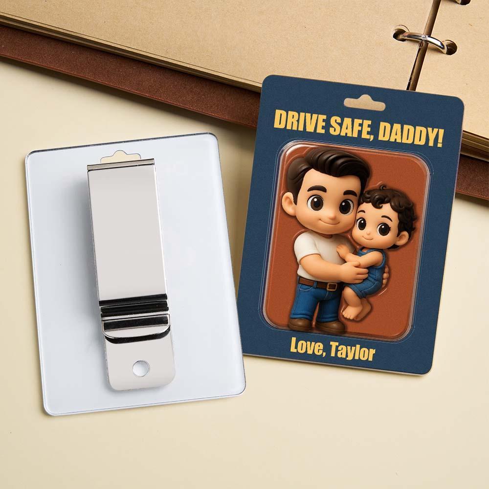 Personalisierter Fotopuppen-Auto-Sonnenblenden-Clip, personalisiertes Jubiläumsgeschenk, geeignet zum Verschenken an Ihre Liebsten, Autozubehör - namenecklace