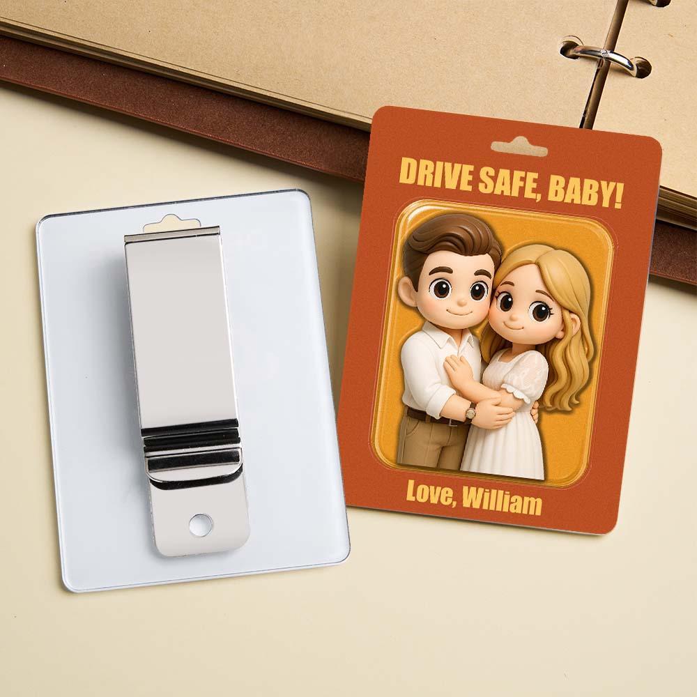 Personalisierter Fotopuppen-Auto-Sonnenblenden-Clip, personalisiertes Jubiläumsgeschenk, geeignet zum Verschenken an Ihre Liebsten, Autozubehör - namenecklace