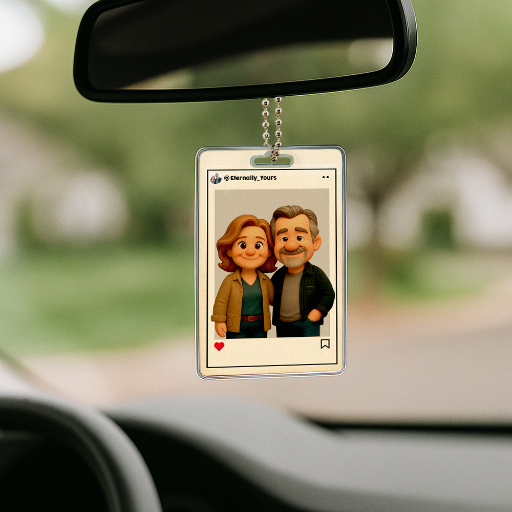 Personalisierter Autoaufhänger Mit Cartoon-figur, Individuelles Geschenk Zum Hochzeitstag, Geburtstag, Festival - namenecklace