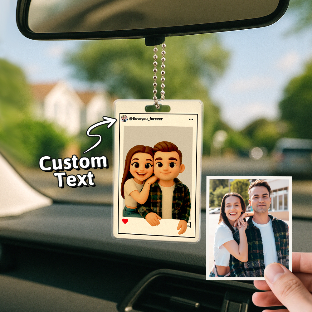 Personalisierter Autoaufhänger Mit Cartoon-figur, Individuelles Geschenk Zum Hochzeitstag, Geburtstag, Festival - namenecklace