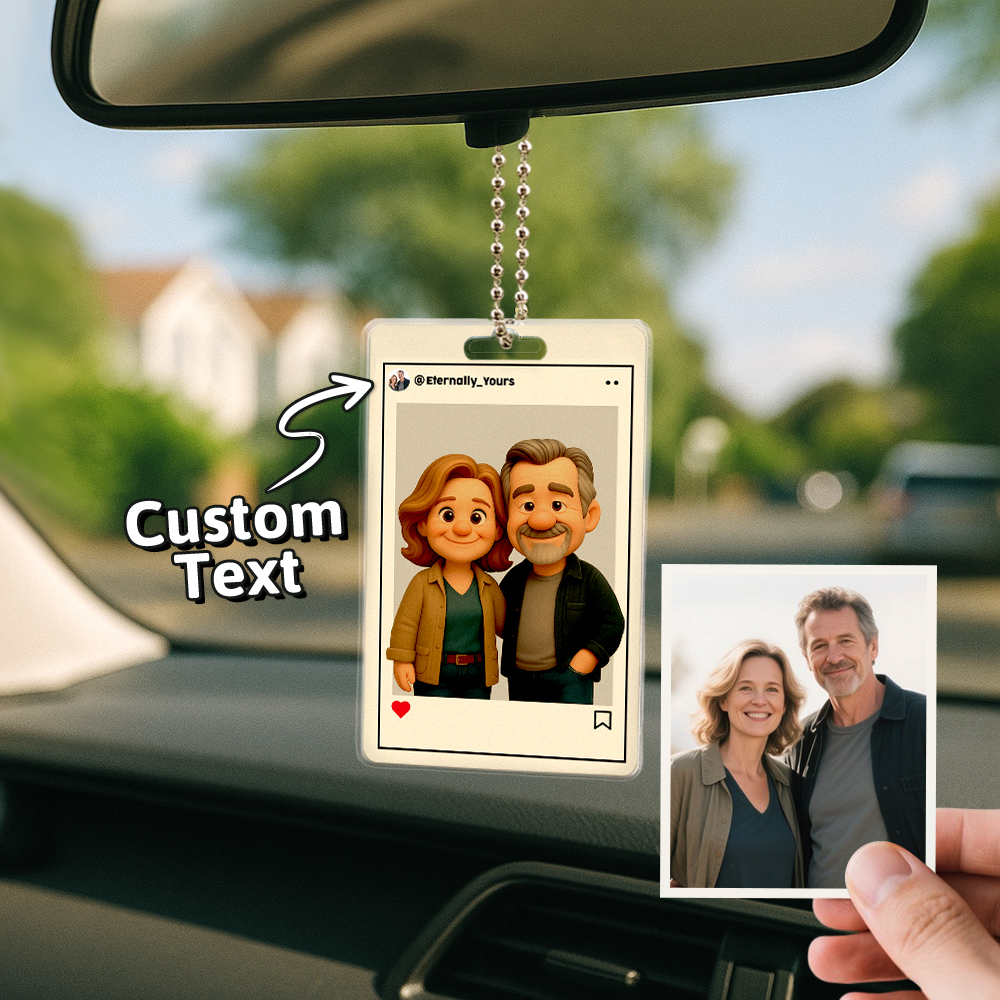 Personalisierter Autoaufhänger Mit Cartoon-figur, Individuelles Geschenk Zum Hochzeitstag, Geburtstag, Festival - namenecklace