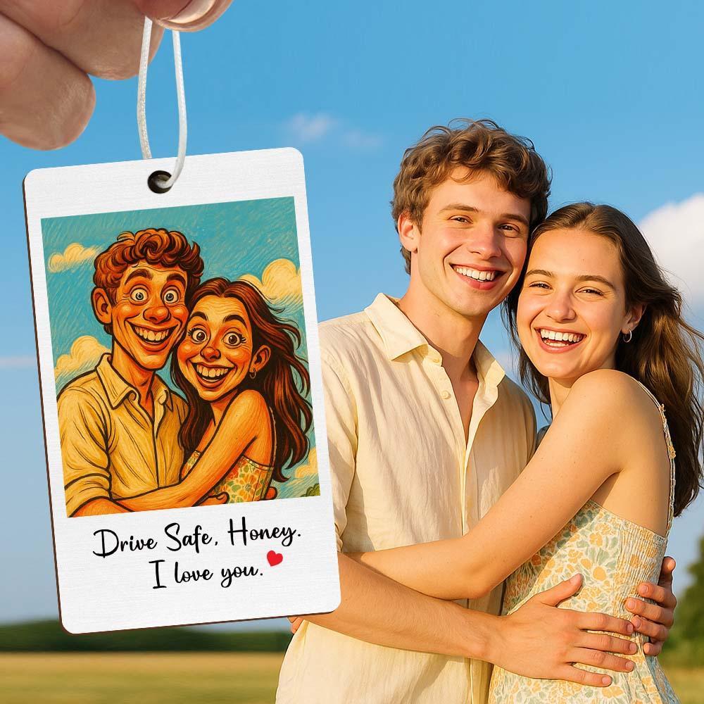Personalisierter Lustiger Karikatur Portrait Lufterfrischer, Süßes Autozubehör, Foto-erfrischer, Geschenk Für Ehemann, Ehefrau, Familie, Freund - namenecklace