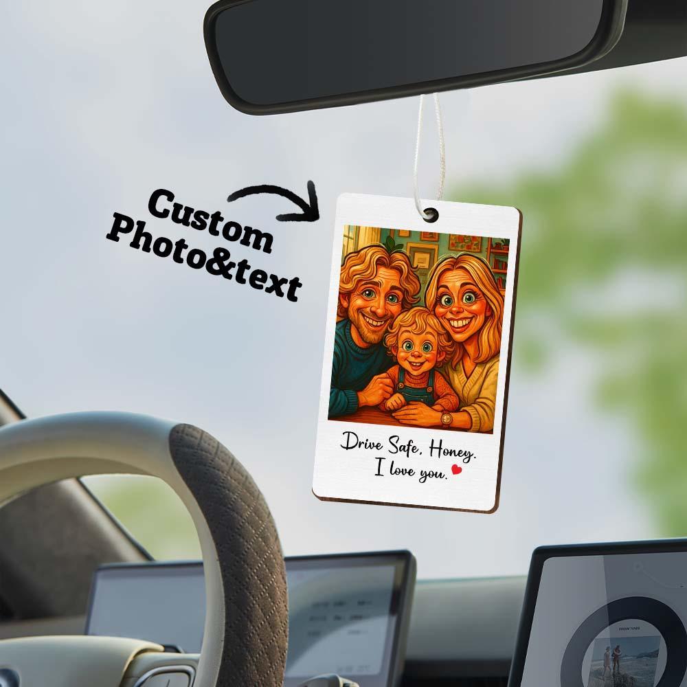 Personalisierter Lustiger Karikatur Portrait Lufterfrischer, Süßes Autozubehör, Foto-erfrischer, Geschenk Für Ehemann, Ehefrau, Familie, Freund - namenecklace