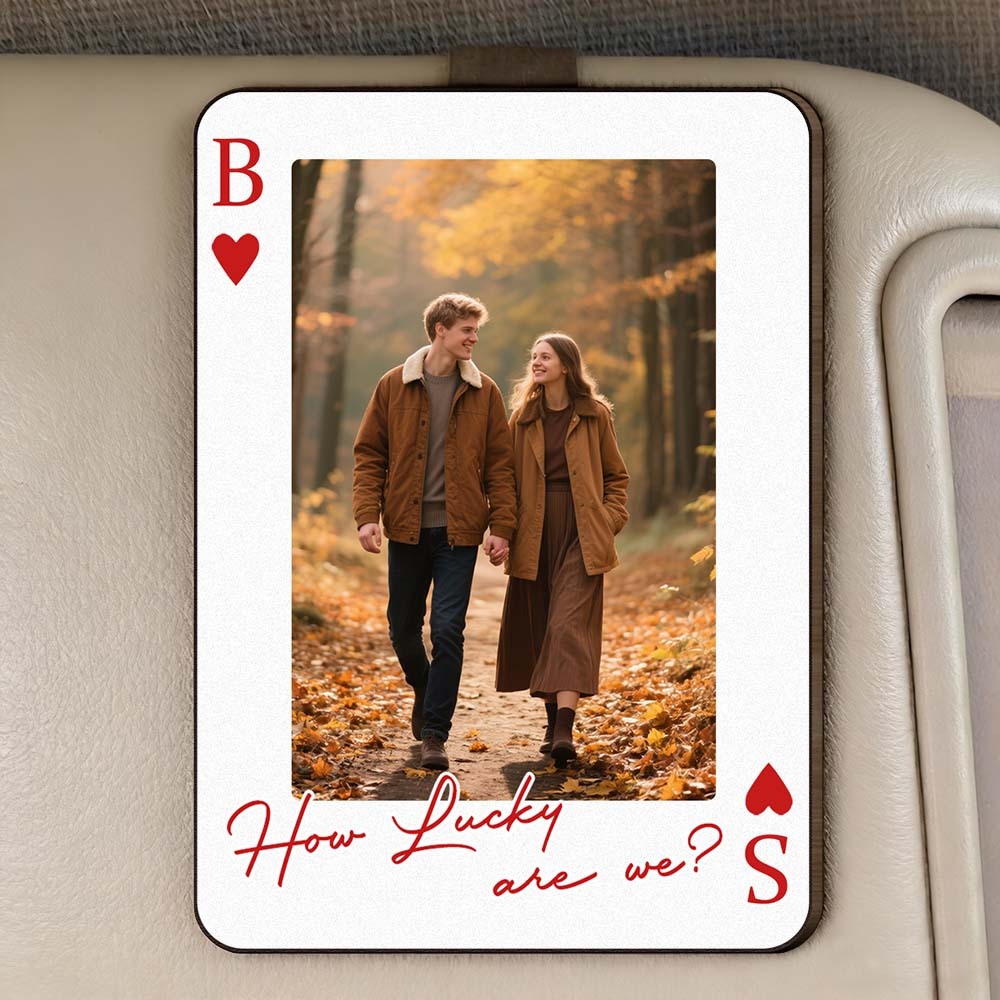 King & Queen Custom Couples Photo Drive Safe I Love You We're A Perfect Pair - Personalized Wooden Photo Car Visor Clip - namenecklace