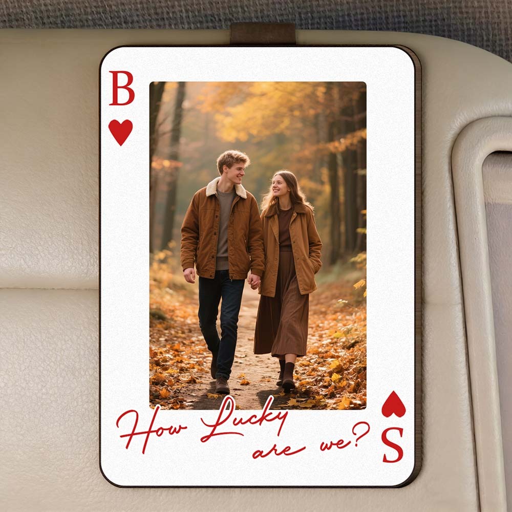 King & Queen Custom Couples Photo Drive Safe I Love You We're A Perfect Pair - Personalized Wooden Photo Car Visor Clip - namenecklace