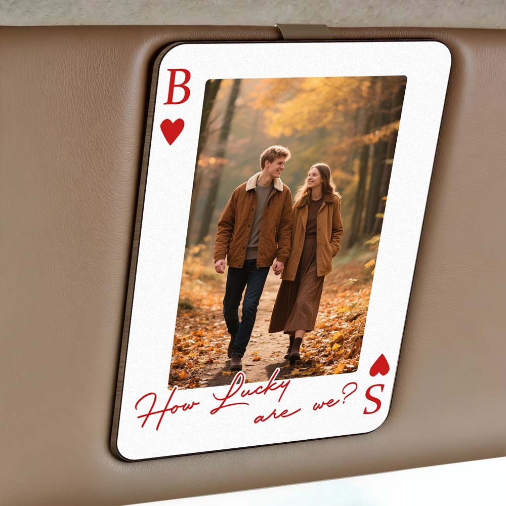 King & Queen Custom Couples Photo Drive Safe I Love You We're A Perfect Pair - Personalized Wooden Photo Car Visor Clip - namenecklace