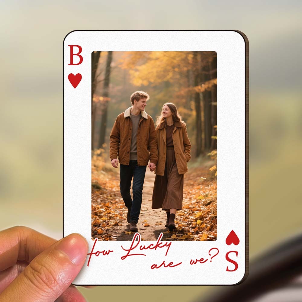 King & Queen Custom Couples Photo Drive Safe I Love You We're A Perfect Pair - Personalized Wooden Photo Car Visor Clip - namenecklace