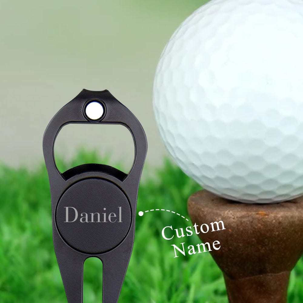 Custom Name Metal Golf Ball Marker Personalized Bottle Opener Multipurpose Golf Fork Ball Marker Gifts for Golf Lover - GiftLab