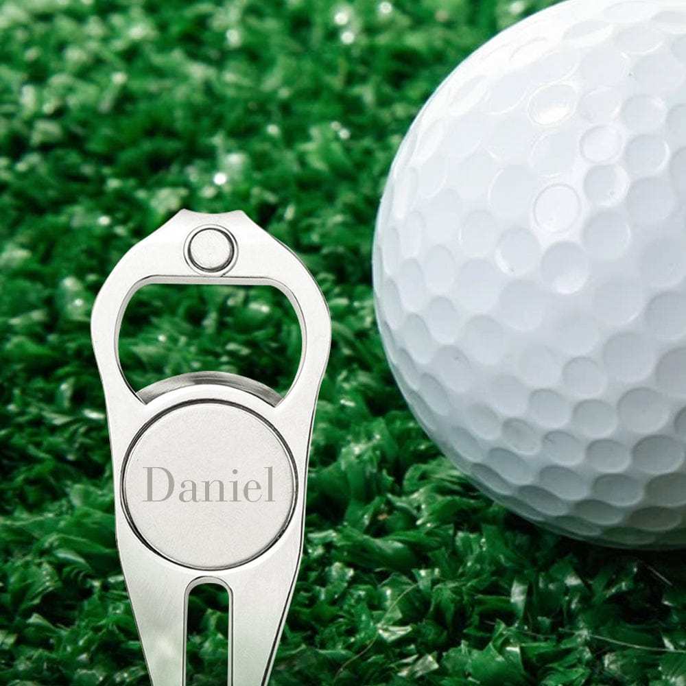Custom Name Metal Golf Ball Marker Personalized Bottle Opener Multipurpose Golf Fork Ball Marker Gifts for Golf Lover - GiftLab