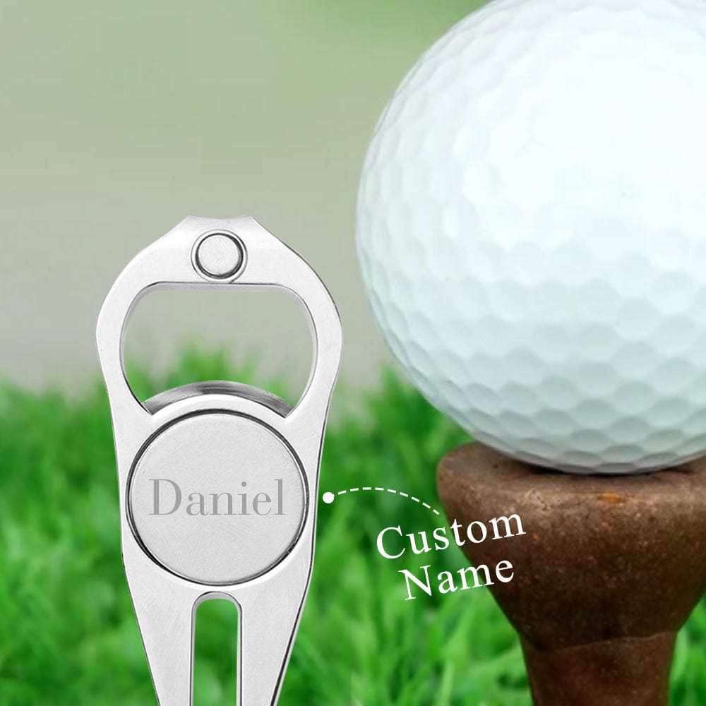 Custom Name Metal Golf Ball Marker Personalized Bottle Opener Multipurpose Golf Fork Ball Marker Gifts for Golf Lover - GiftLab