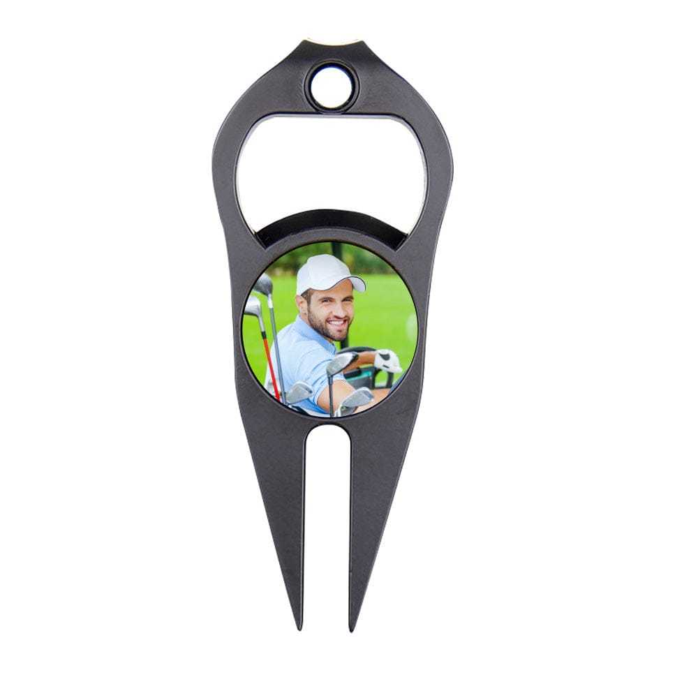 Custom Photo Golf Ball Marker Personalized Bottle Opener Multipurpose Golf Fork Ball Marker Gifts for Golf Lover - GiftLab