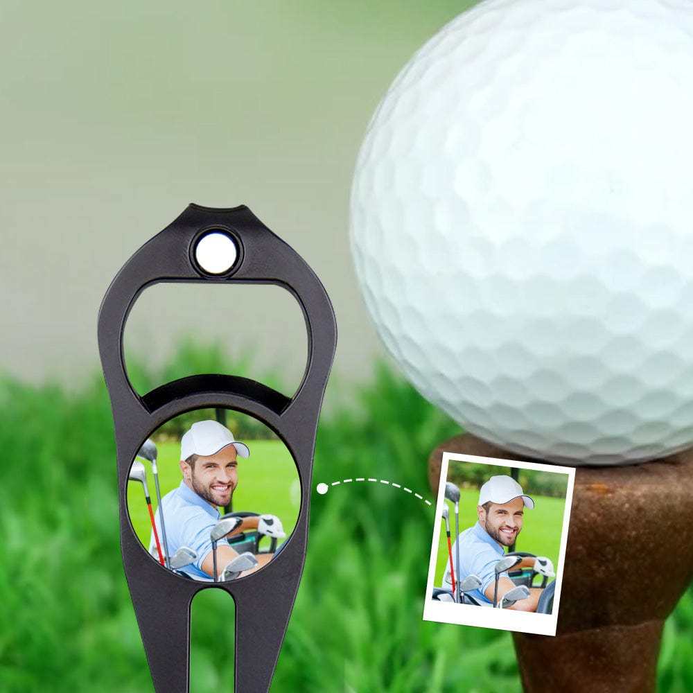 Custom Photo Golf Ball Marker Personalized Bottle Opener Multipurpose Golf Fork Ball Marker Gifts for Golf Lover - GiftLab