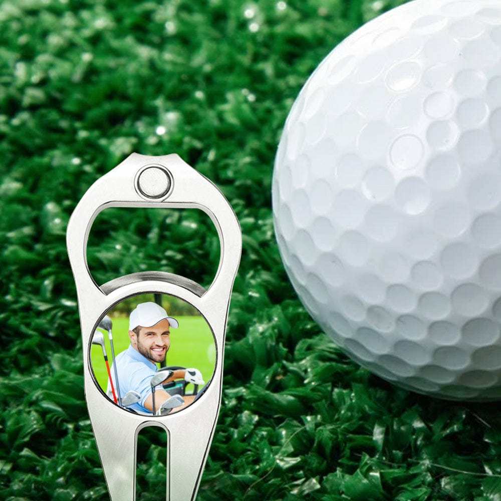 Custom Photo Golf Ball Marker Personalized Bottle Opener Multipurpose Golf Fork Ball Marker Gifts for Golf Lover - GiftLab
