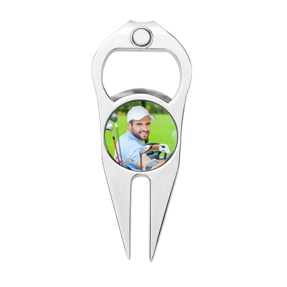 Custom Photo Golf Ball Marker Personalized Bottle Opener Multipurpose Golf Fork Ball Marker Gifts for Golf Lover - GiftLab