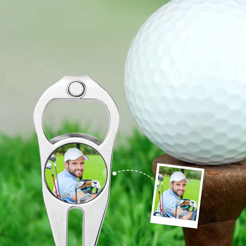 Custom Photo Golf Ball Marker Personalized Bottle Opener Multipurpose Golf Fork Ball Marker Gifts for Golf Lover - GiftLab