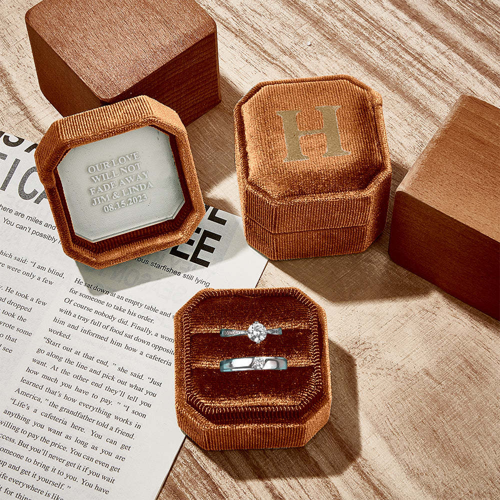Personalized Ring Box Custom Text Square Ring Box Engagement Wedding Ring Box - NameNecklace