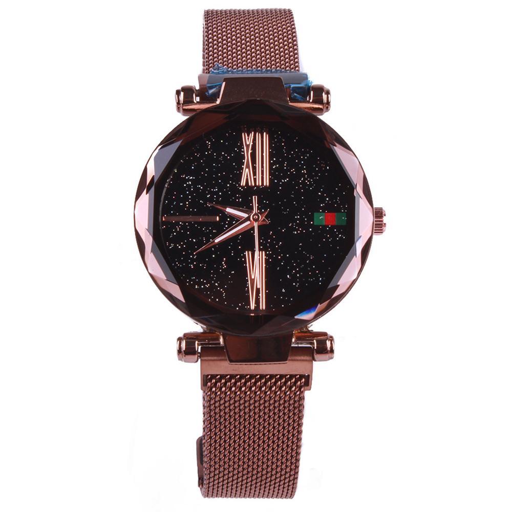 Star Dial Watch with Roman Numerals Coffee Golden