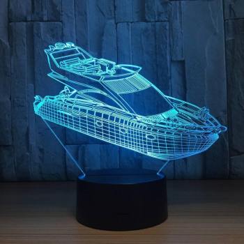 Speedboat 3D Colorful Night Light Touch Seven Color Change - yournamenecklaceuk