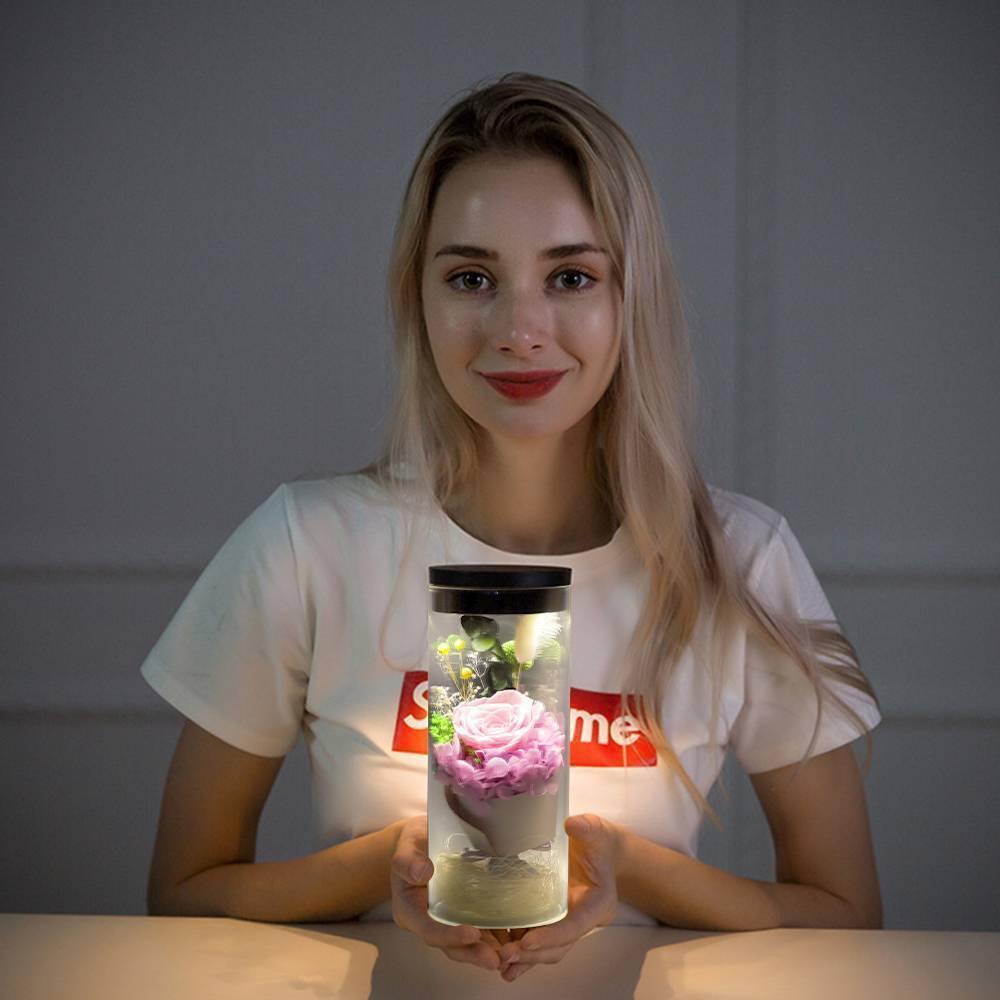 Night Lamp, LED Bottle Lamp Touch Light - Pink Flower - yournamenecklaceuk