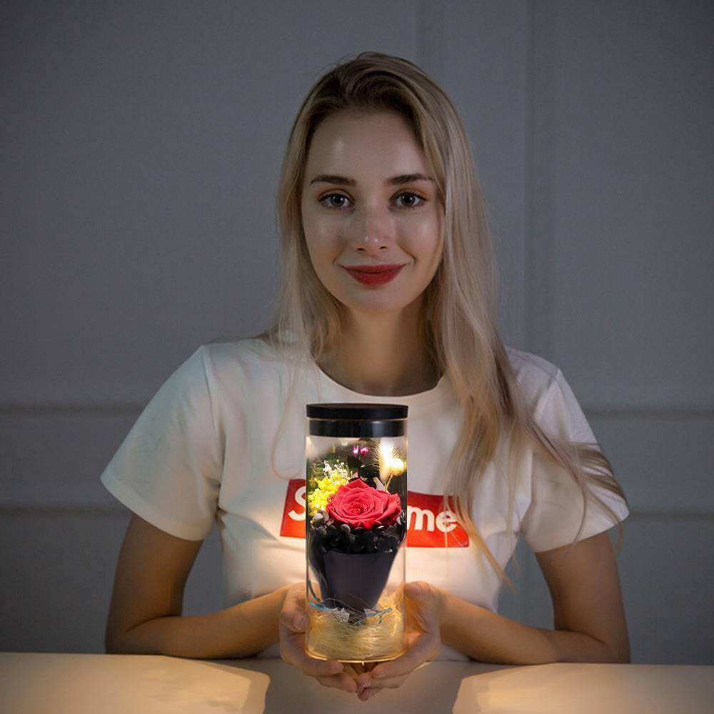 Night Lamp, LED Bottle Lamp Touch Light - Red Flower - yournamenecklaceuk