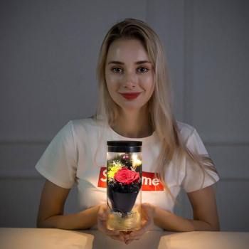 Night Lamp, LED Bottle Lamp Touch Light - Red Flower - yournamenecklaceuk