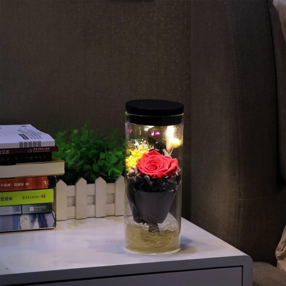 Night Lamp, LED Bottle Lamp Touch Light - Red Flower - yournamenecklaceuk