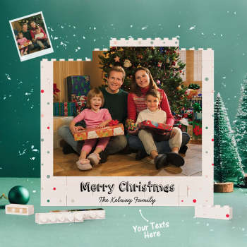 Custom Building Block Puzzle Square Family Photo Brick Merry Christmas - NameNecklace