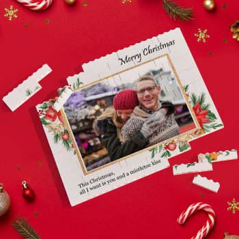 Custom Building Block Puzzle Horizontal Trio Photo Brick Merry Christmas - NameNecklace
