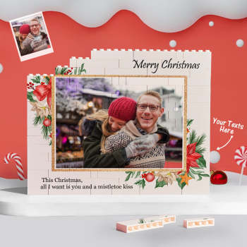 Custom Building Block Puzzle Horizontal Trio Photo Brick Merry Christmas - NameNecklace