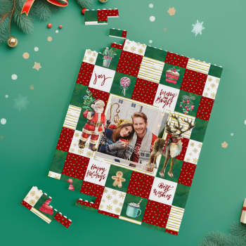 Custom Building Block Puzzle Vertical Building Photo Bricks Best Wishes Happy Hoildays - NameNecklace
