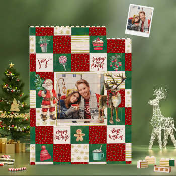 Custom Building Block Puzzle Vertical Building Photo Bricks Best Wishes Happy Hoildays - NameNecklace