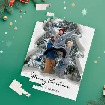 Custom Building Block Puzzle Vertical Building Photo Bricks Christmas Tree - NameNecklace