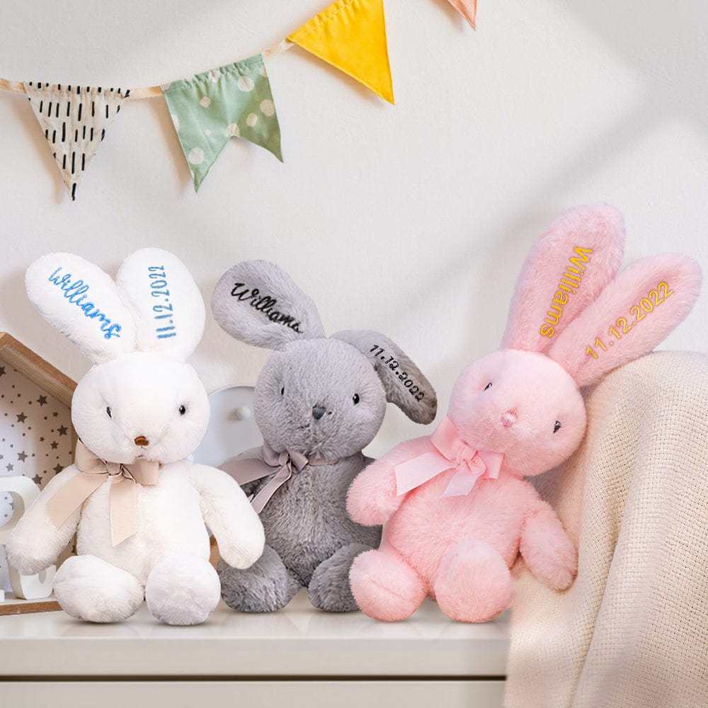 Personalised Bunny Plush Toy Embroidery Rabbit Doll for Easter Gift - GiftLab