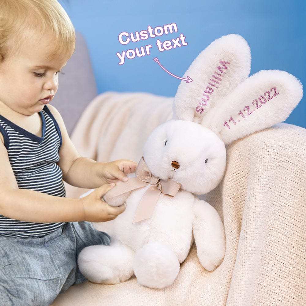 Personalised Bunny Plush Toy Embroidery Rabbit Doll for Easter Gift - GiftLab