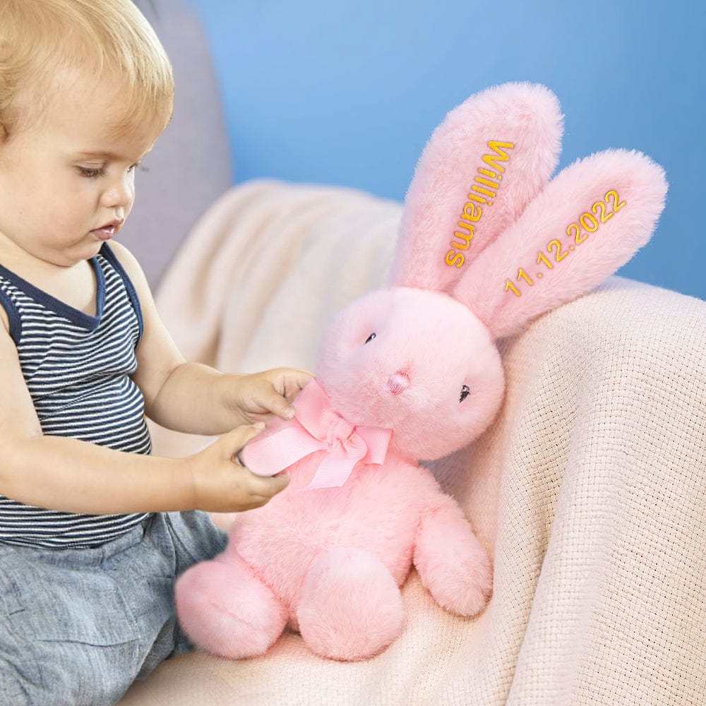 Personalised Bunny Plush Toy Embroidery Rabbit Doll for Easter Gift - GiftLab