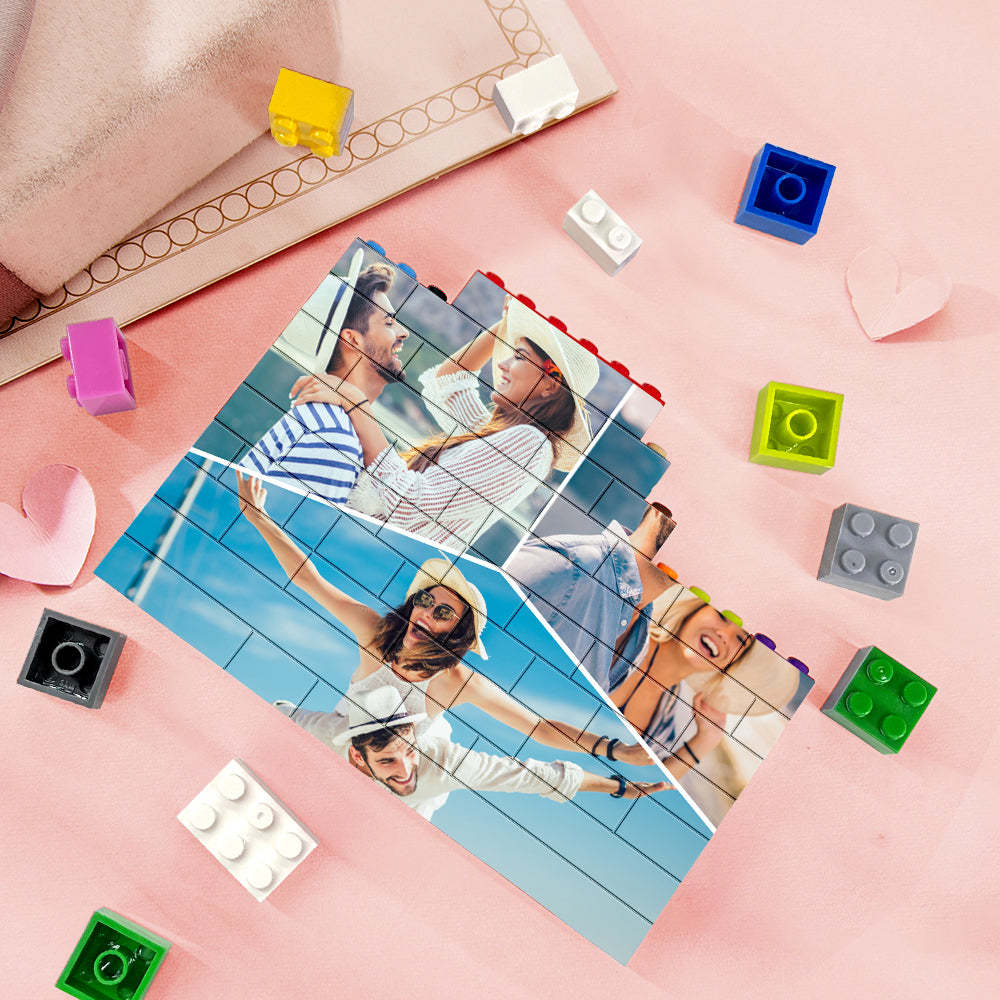 Personalised Colors Building Brick Custom Collage Photo Block Brick Puzzles Gifts - NameNecklace