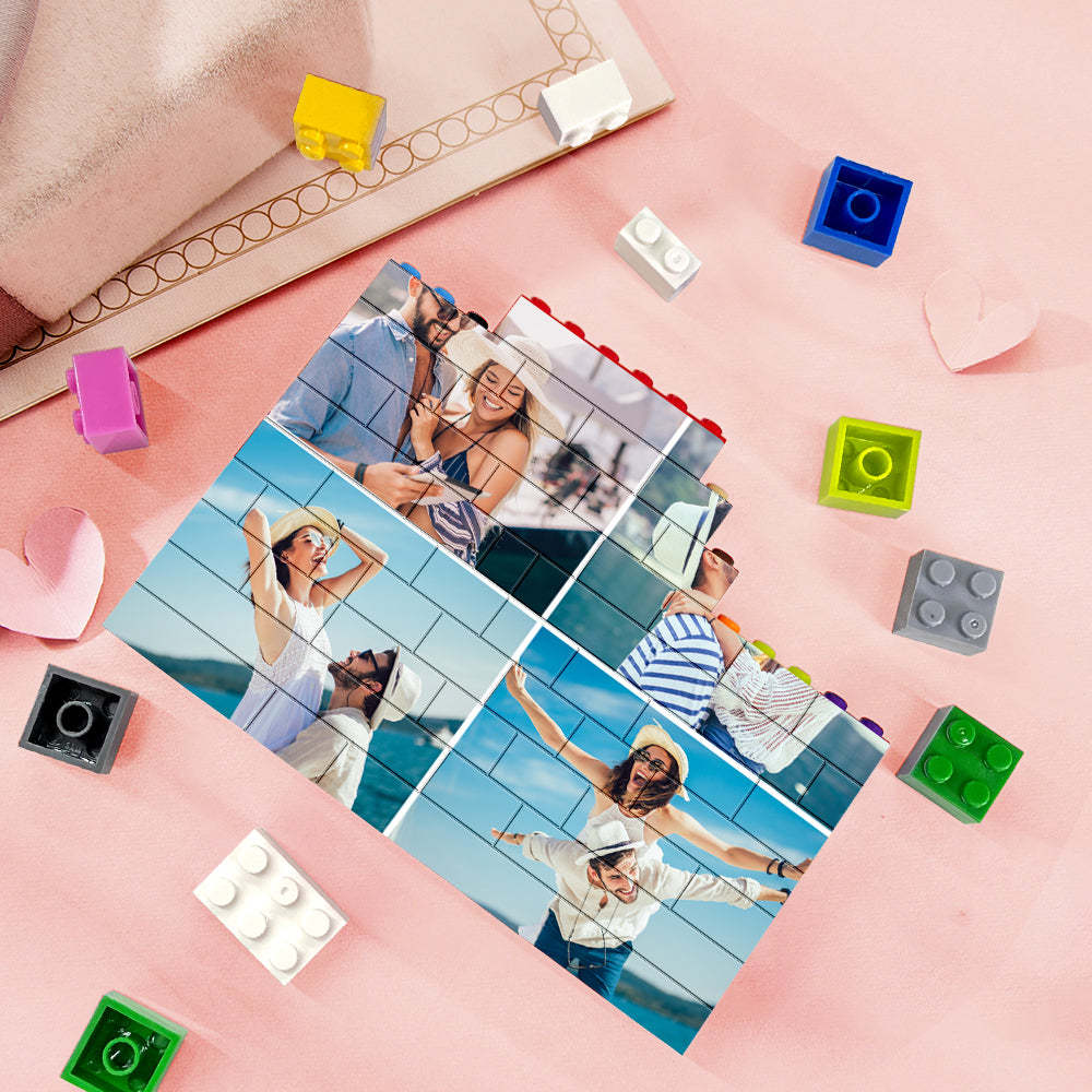 Personalised Colors Building Brick Custom Collage Photo Block Brick Puzzles Gifts - NameNecklace