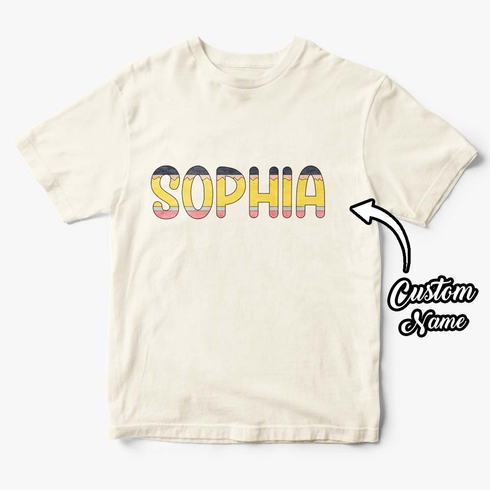 Personalized Back to School Pencil Name T-shirt First Day of School Shirt Gift for Kids - NameNecklace