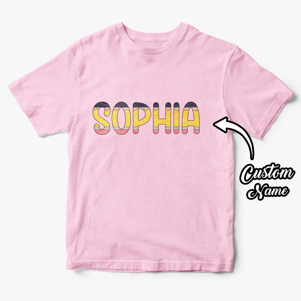 Personalized Back to School Pencil Name T-shirt First Day of School Shirt Gift for Kids - NameNecklace